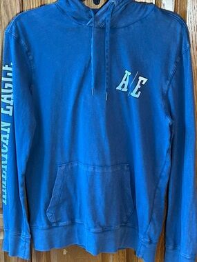 American Eagle Outfitters Blue Crewneck Hoodie with AE Chest Logo size XS